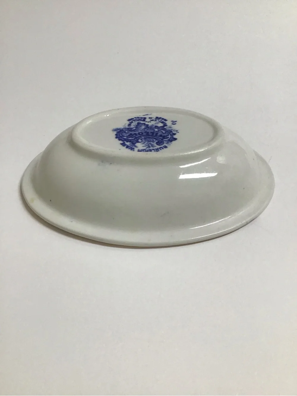 Blue Willow Antique 1920's England Burleigh Ware Oval Soap Dish Ridges Gold Rim